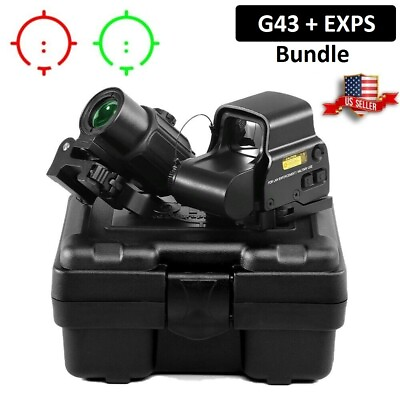 #ad EXPS3 2 558 Tactical Red Green Dot HHS G43 3X Sight Magnifier With 20mm QD Mount $179.95