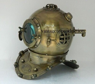 #ad Boston Brass Antique Scuba Deep Diving Helmet Mark V US Navy Divers Vintage $207.00