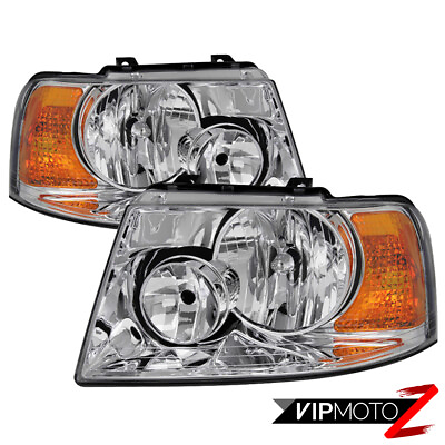#ad For 03 06 Ford Expedition {FACTORY STYLE} Reflector Headlight Lamp Chrome Pair $102.95