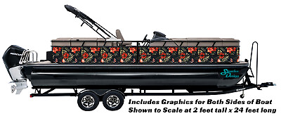 #ad Tropical Vintage Red Hibiscus Vinyl Decal Graphic Wrap Pontoon Fishing Bass Boat $282.45