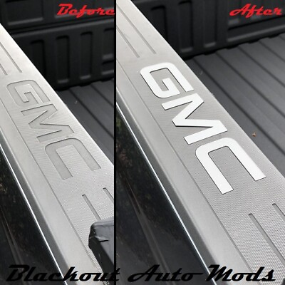 #ad Silver Bed Letter Rail Inserts For 2014 2018 GMC Sierra Truck Set of 2 $18.19