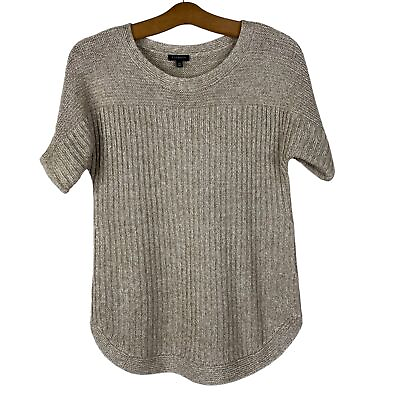 #ad Talbots Short Sleeve Linen Top Ribbed Knit Pullover Tan Casual Women#x27;s XS $16.91