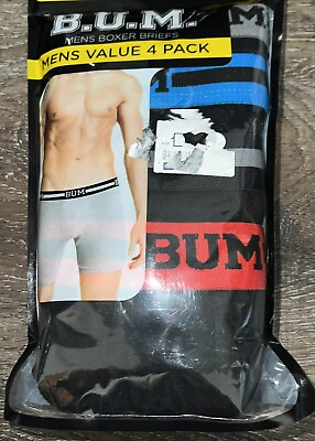 #ad B.U.M. 4 Pair Mens Boxer Briefs Underwear Cotton Blend Black 2XL 48 50 $17.79