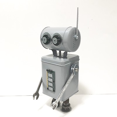 #ad Found Objects Robot Sculpture Assemblage Robot Figurine $120.00
