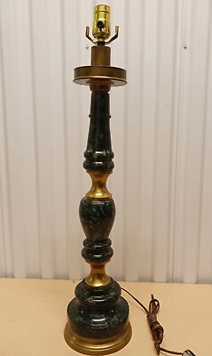#ad Vintage Mid Century Modern Green Marble And Solid Brass Column Table Lamp 27quot; $300.00