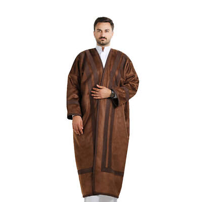 #ad Farwa Classic Warm Winter Fur Coat Cloak Arab Dress Men’s Farwa Brown $91.98