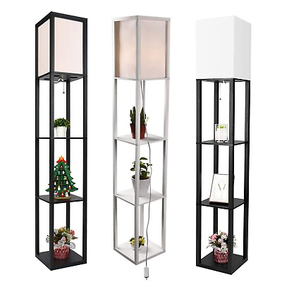 63#x27;#x27; 3 Tier Floor Lamp with Shelves Light Stand Corner Storage for Living Room $34.99