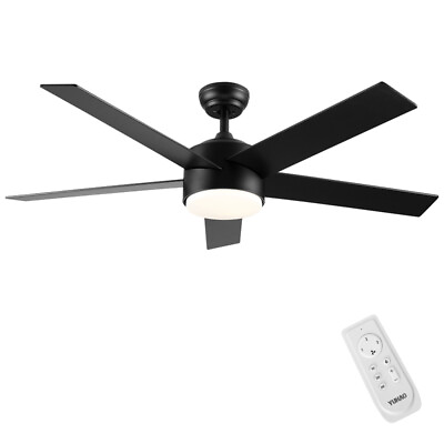 #ad 52quot; Integrated LED Light Ceiling Fan with Remote Control 5 Blades Matte Black $149.99