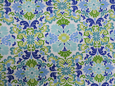 #ad P Kaufmann Folk Damask Cotton Upholstery Drapery Fabric Seaspray Floral NN18 $79.99