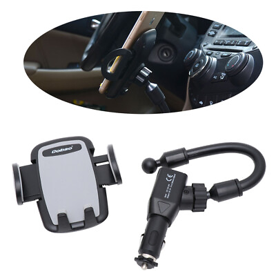 #ad Car Charger Dual USB Port Phone Bracket Holder Mobile Stand for Mount Telephone $17.66