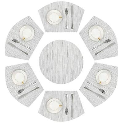 #ad SHACOS Round Table Placemats Set of 7 Wedge Shaped Place Mat with Round Cente... $21.31