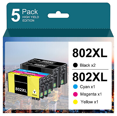 #ad 5PK 802 802XL Ink Cartridges for Epson WF 4734 WF 4740 WF 4730 EC 4030 EC 4020 $31.99