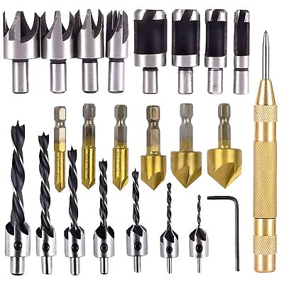 #ad 23 Pack Woodworking Chamfer Drilling Tool 6Pcs 1 4quot; Hex 5 Flute 90 Degree Cou $35.89
