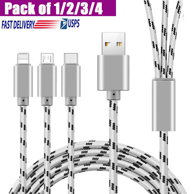 #ad 3 in 1 USB TypeC Charging Cable Universal Multi Function Cell Phone Charger Cord $13.99