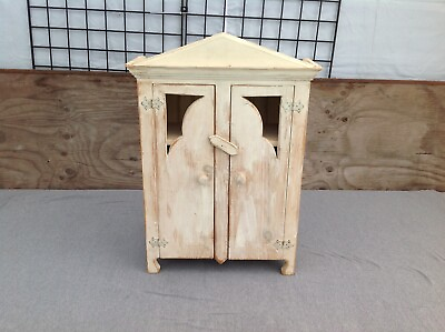 #ad Vintage Small Wood 2 Door Stand Alone Countertop Cabinet $125.00