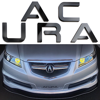 #ad Gloss Black Raised Plastic Letters Inserts Acura TL 2004 2008 Front Bumper $15.25