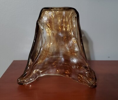 #ad Vetraio Amber Toffee Shade Replacement Hand Blown Glass Uttermost Brown Swirl B $32.00