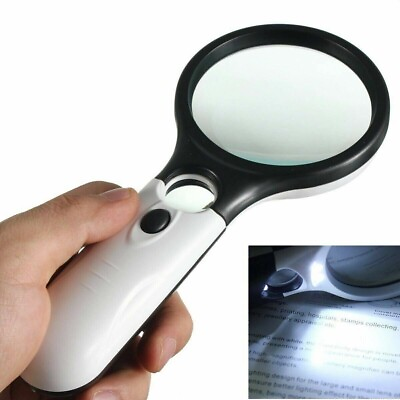 #ad 3 LED Light 45X Handheld Magnifier Reading Magnifying Glass Lens Jewelry Loupe $5.99