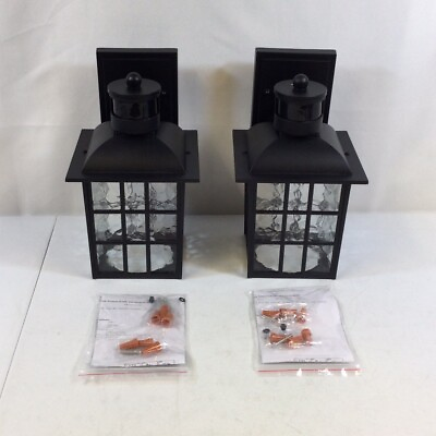 #ad Brightever Black Clear Dusk To Dawn Outdoor Porch Wall Lantern Light Pack Of 2 $69.99