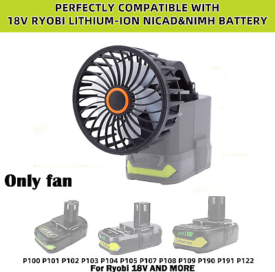 #ad For Ryobi 18V Battery Cordless Jobsite Cooling Fan Portable Desk Camping Fan Use $25.99