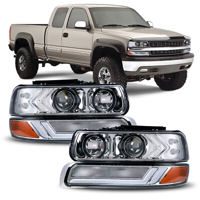 #ad LED Headlights For 2000 2006 Chevy Tahoeamp;Suburban 1500 2500 LED Bar PAIR Lamps $170.99