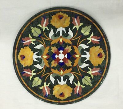 #ad 18quot; Green Marble top Table Semi Precious Stone Inlay Handicraft Work $411.63