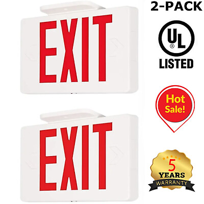 #ad 2 4 Pack LED Emergency Exit Light With Battery Back up UL 924AC100 277VUS Ship $77.00