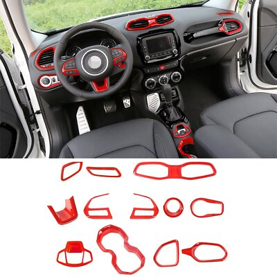 #ad For Jeep Renegade 2016 2023 ABS Red Interior Accessories Full Set Kit Trim 12PCS $51.82