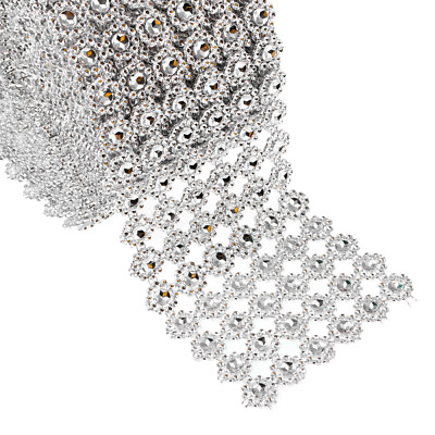 #ad 3 Yard Rhinestone Ribbon Crystal Silver Ornaments Wedding Bouquets Rhinestones $12.39