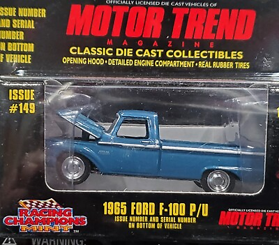 #ad Racing Champions 65 1965 Ford F 100 Pickup Truck Mint Motor Trend Collectible Bl $14.99