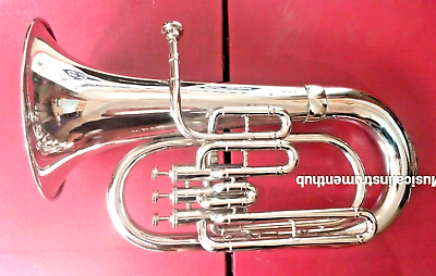 #ad EUPHONIUM 3 VALVE HORN OF PURE BRASS IN SILVER POLISH CUSHION CASE FREE SHIP $275.00