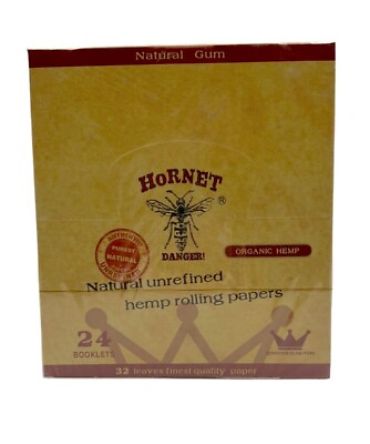 #ad Box of 24 Hornet King Size Slim Organic Unrefined Rolling Papers With Tips AU $49.95