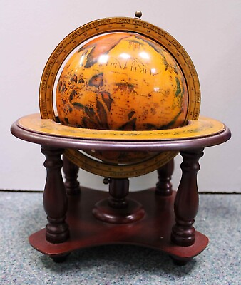#ad 10quot; Inch World Desk Atlas Globe with Zodiac Wooden Base Vintage Reproduction GBP 28.99