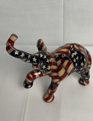 #ad Patriotic Elephant Figure Red White Blue American Flag Stars And Stripes $25.00