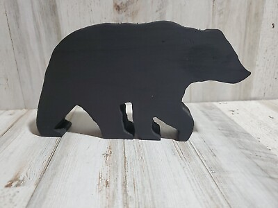 #ad Rustic Cabin Decor Wood Silhouette Black Bear 7.25quot; Shelf Sitter $14.95