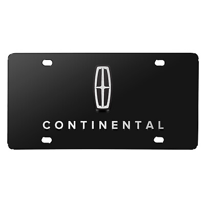 #ad Lincoln Continental 3D Dual Logo Black Stainless Steel License Plate $48.99