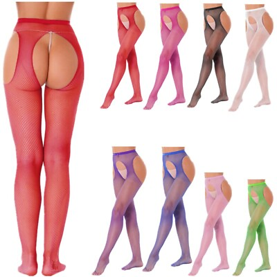 #ad Women#x27;s Hollow Out Fishnet Pantyhose Sheer Footed Tights Thigh High Stockings $6.43