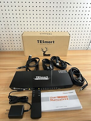 #ad TESmart HDMI KVM Switch 4 Port 4K@60Hz KVM Switch 1 Monitor 4 Computer Open Box $65.00