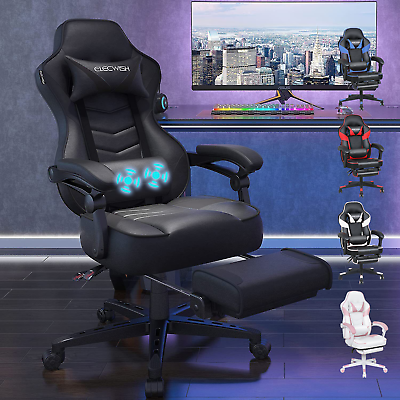 #ad Massage Gaming Chair Ergonomic Office Chair w Lumbar Support Footrest Headrest $129.99