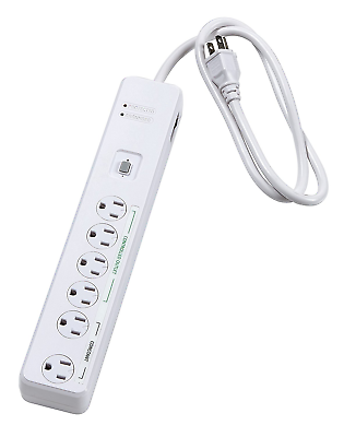 #ad NEW Simple Touch Indoor Wi Fi Smart Power Strip 6 Outlets 4 Wifi 2 Permanent $25.99