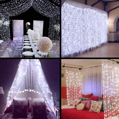 #ad 300 LED Fairy String Lights Indoor Outdoor Curtain Wedding Party Christmas Decor $11.99