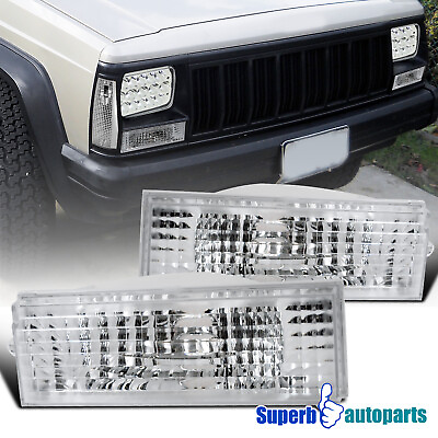 #ad #ad Fits 84 96 Jeep Cherokee Wagoneer Comanche Bumper Signal Front Parking Lights $17.98