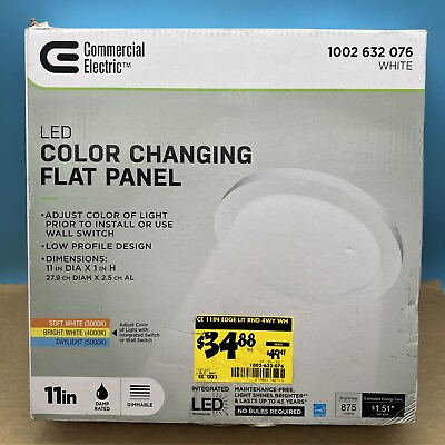 #ad Commercial Electric 11 Inch 12.5 Watt Dimmable White LED Round Flush Mount 74210 $12.99