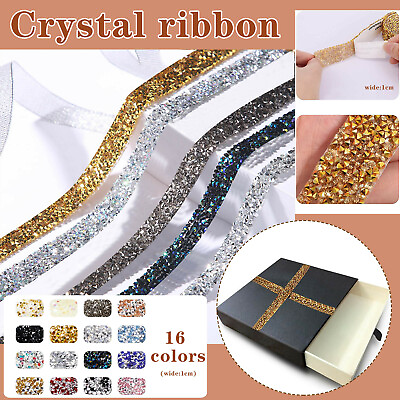 #ad 1Yard Bling Crystal Rhinestone Ribbon 3cm Self Adhesive Sparkling Wedding Crafts $9.39
