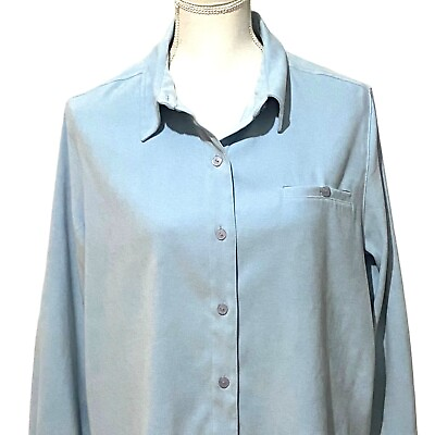 #ad Sag Harbor Button Front Shirt Size 12 Blue $10.80