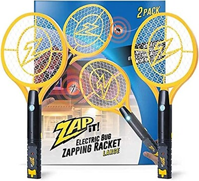 #ad 2 PACK Zap It Electric BUG Fly ZAPPING Swatter RACKET NEW LARGE FREE SHIP $28.99