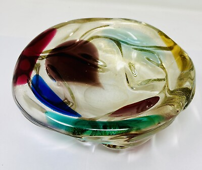 #ad VINTAGE MURANO ART BLOWN GLASS Bowl Or Ashtray ARCHIMEDE SEGUSO Attributed $175.00