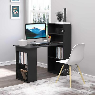 #ad Compact Computer Desk Combo Writing Table 6 Tier Storage Shelves with Bookshelf $169.77