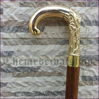 #ad Men#x27;s Antique Style Brass Handle Walking Stick Wooden Designer Vintage Cane Gift $31.12