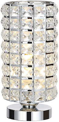 #ad Elegant Modern Crystal Bedside Night Light Lamp with Chrome Silver $32.39